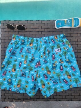 Boardies Swim Trunks Mens Large Blue Tropical Koala Novelty Print Fun Shorts